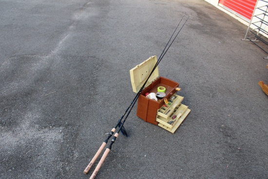 2 Ugly Stik Fishing Poles Lite Pro with Tackle box and contents