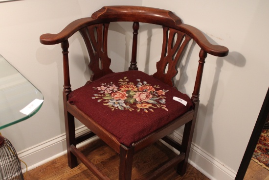 Vintage Chippendale Mahogany Corner Chair.