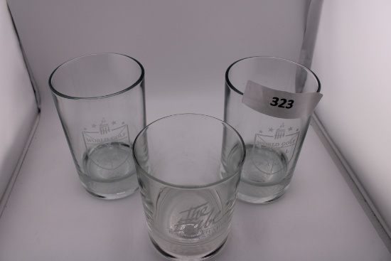 3 Golf Drinking Glasses