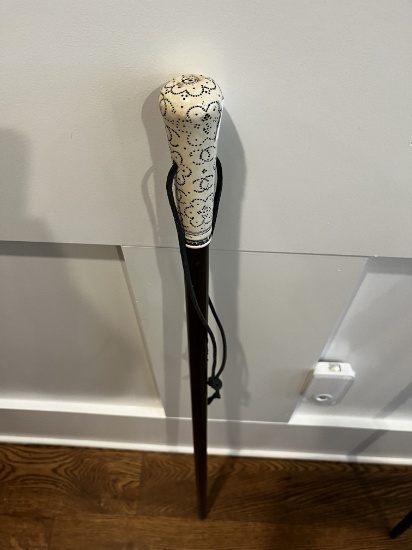 Ivory Handle and Wood Cane 36”