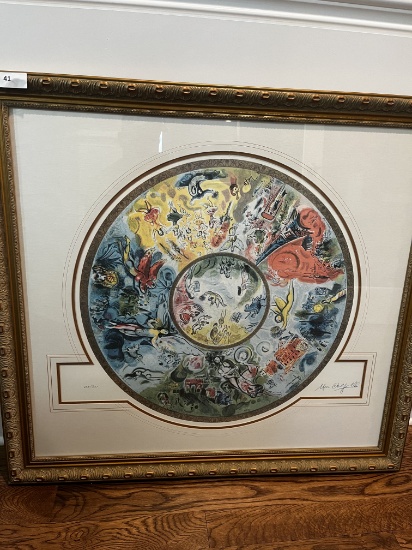 Marc Chagall "Paris Opera Ceiling" Signed And Numbered Lithograph Print signed and framed. 353/500