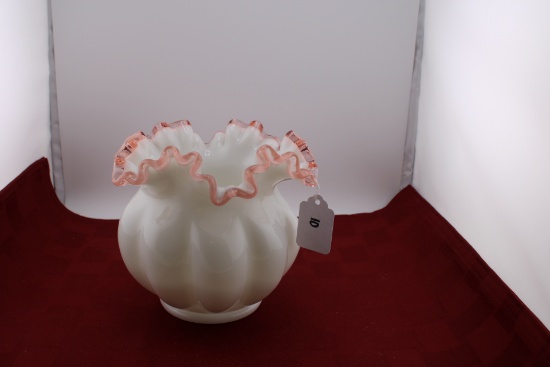 Fenton Ruffled Milk Glass Bowl