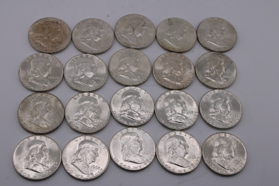 20 Franlin Silver Half Dollars