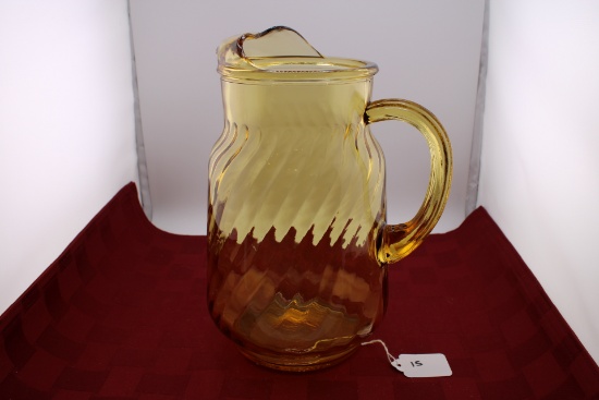 Vintage Amberl Swirl Glass Pitcher