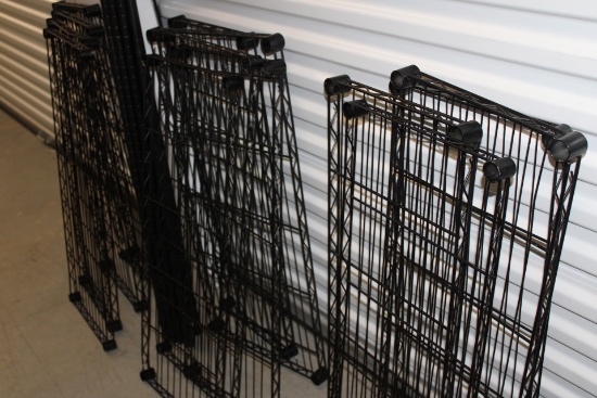 Unassembled Metal Storage Rack and wooden indoor shelf