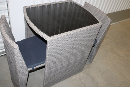 Rattan Glass Top Table and chairs