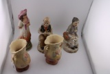 Hull Vases with Ceramic Figurines