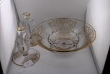 c1940 Glastonbury Lotus Rosebud Pattern 22K Gold Encrusted Set
