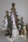 Trio Metal Standing Trees with Christmas Decorations