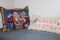 Christopher Radko Needle Point Throw Pillow and Embroiderd Merry Christmas Vintage Throw Pillow