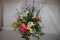 Spring Flower Arrangement with Green Ceramic Vase