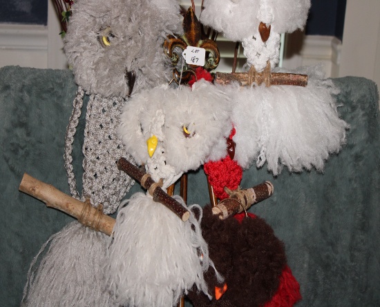 5 Vintage Handmade Owls