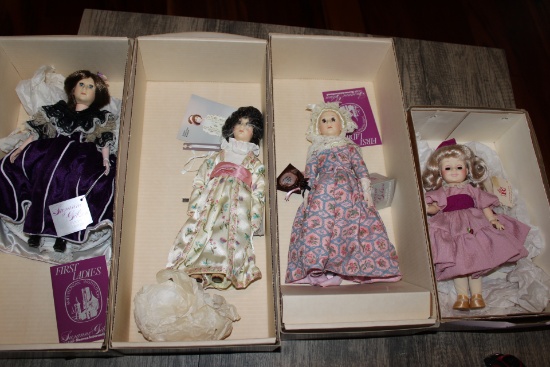 Suzanne Gibson Dolls Mary Todd Lincoln, Dolley Payne Madison, Martha Dandridge Custis Washington and