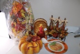 Thanksgiving Cermic Turkey and Pumkin with Fall Tree
