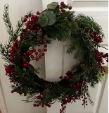 Holiday Wreath Pinecones and Berries