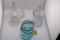 Three Faces Glass Compote Dish, Atlas E-Z, Bungalow Sugar Dish w Lid