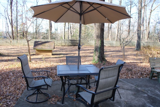 Four Chair Patio Set and Umbrella