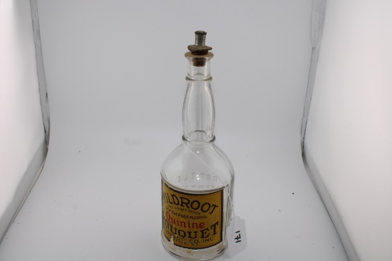 Antique Wildroot Quinine Bouquet  Glass Bottle