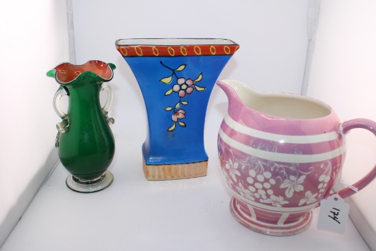 Lot of Vintage Vases, Pink Pitcher