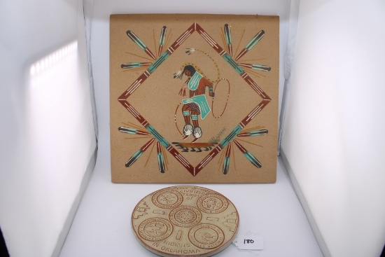 Native American Lot, Tile Painting, Tribe Plate