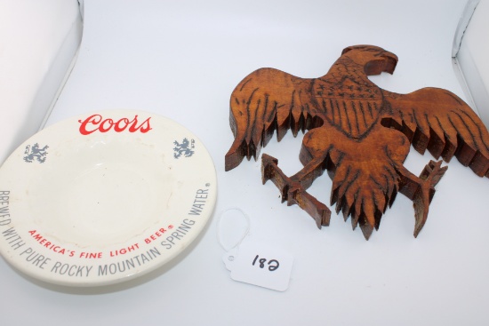Eagle Wood Art and Coors Plate