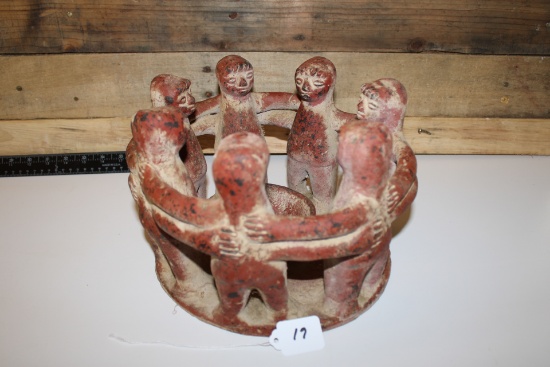 Vintage Clay Circle of Friends Candle Holder