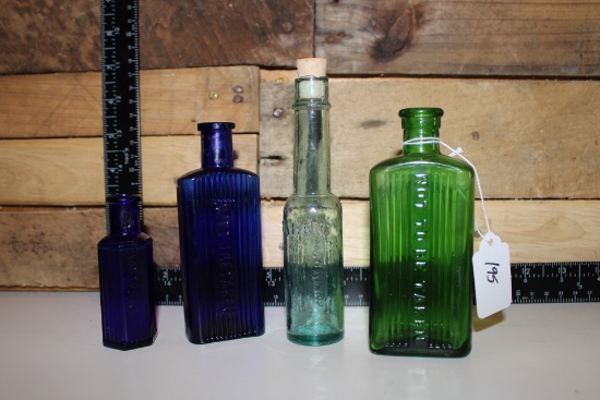 Vintage Poisonous Medicinal Glass Bottle Lot