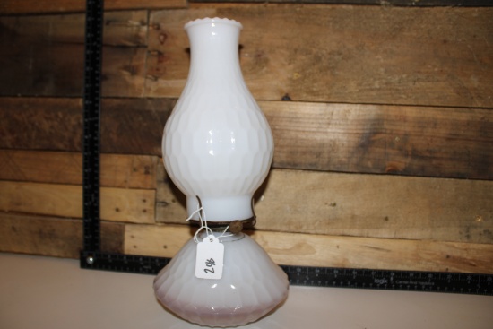 Vintage 1940s Milk Glass Honey Comb Oil Lamp