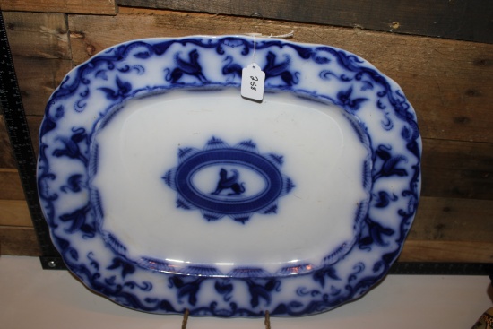 Very Large Flow Blue Stone China platter. 19x15.5"