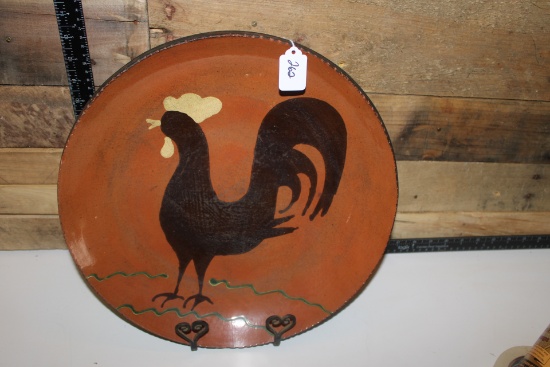 Large Round Turtlecreek Lead Glaze Platter. 15"