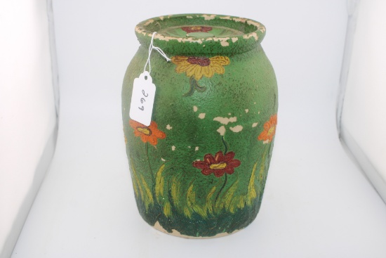 Antique Green Flower Jar
