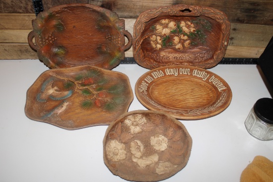 Vintage Resin Carved Faux Wood