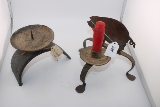 Antique Wrought Iron Candle Holders