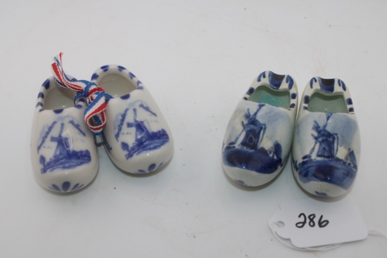 Handmade Delft  Miniature Porcelain Clogs