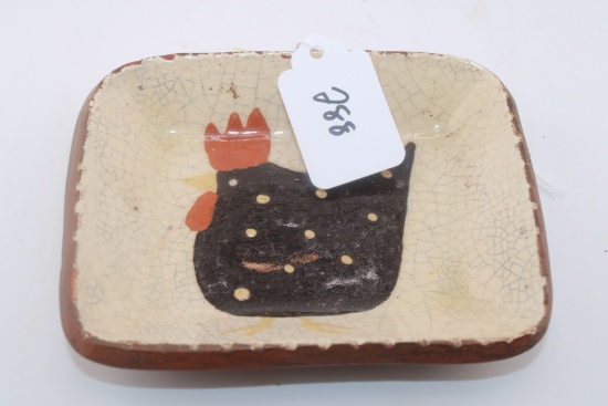 Small Chicken Turtlecreek Lead Glaze Dish