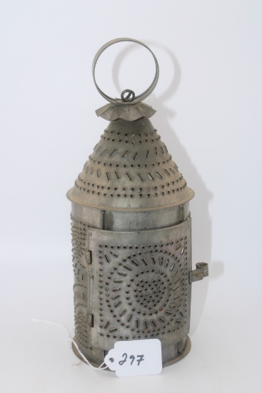 Pierced and Punched Sheet-Iron / Tin Candle Lantern