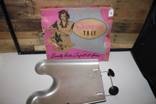 Vintage Shampease Tray, Vintage Curling Irons, Hair Dryer, Avon Shampoo Bottle