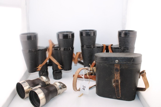 Vintage Chevalier French Binoculars w Case, Omega 7x50 field 71 w case , Elite Mii 750 w case