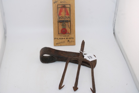 Antique Forged Axe Head and Fish Tool with Complaint Department Item