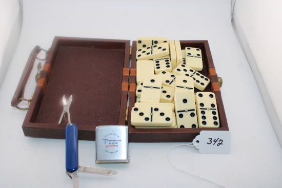 Dominos, Pocket Knife and Lighter