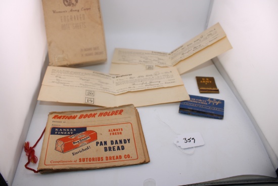 War Ration Books, Vintage Woman's Army Note Sheet Box, Army Matches