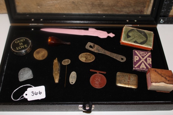 Shadow Box Containing Vintage Collectable items