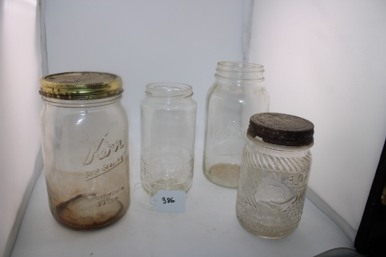 Kerr Vintage Mason Jars and a Jumbo Peanut Butter Jar