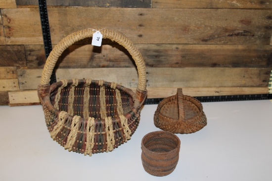 Lot of Early Cherokee Indian Basket, Zuni Seed