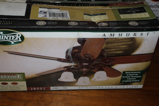 Hunter Ceiling Fan open box.