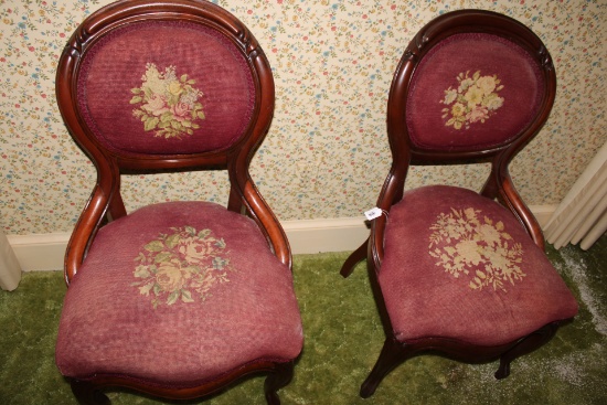 Vintage Parlor needle point chairs.