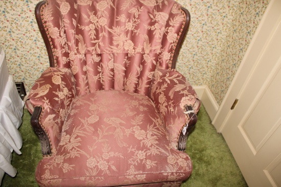 Queen Anne  Wingback fabric chair