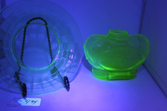 Uranium Glass Plate and Vase