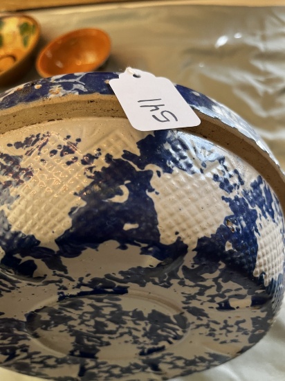 Blue and White Sponge Stoneware dish