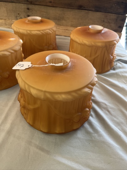 Four Victorian Caramel Cased Lamp Shades